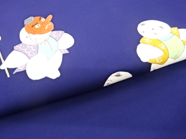  塩瀬金彩手描き童模様名古屋帯